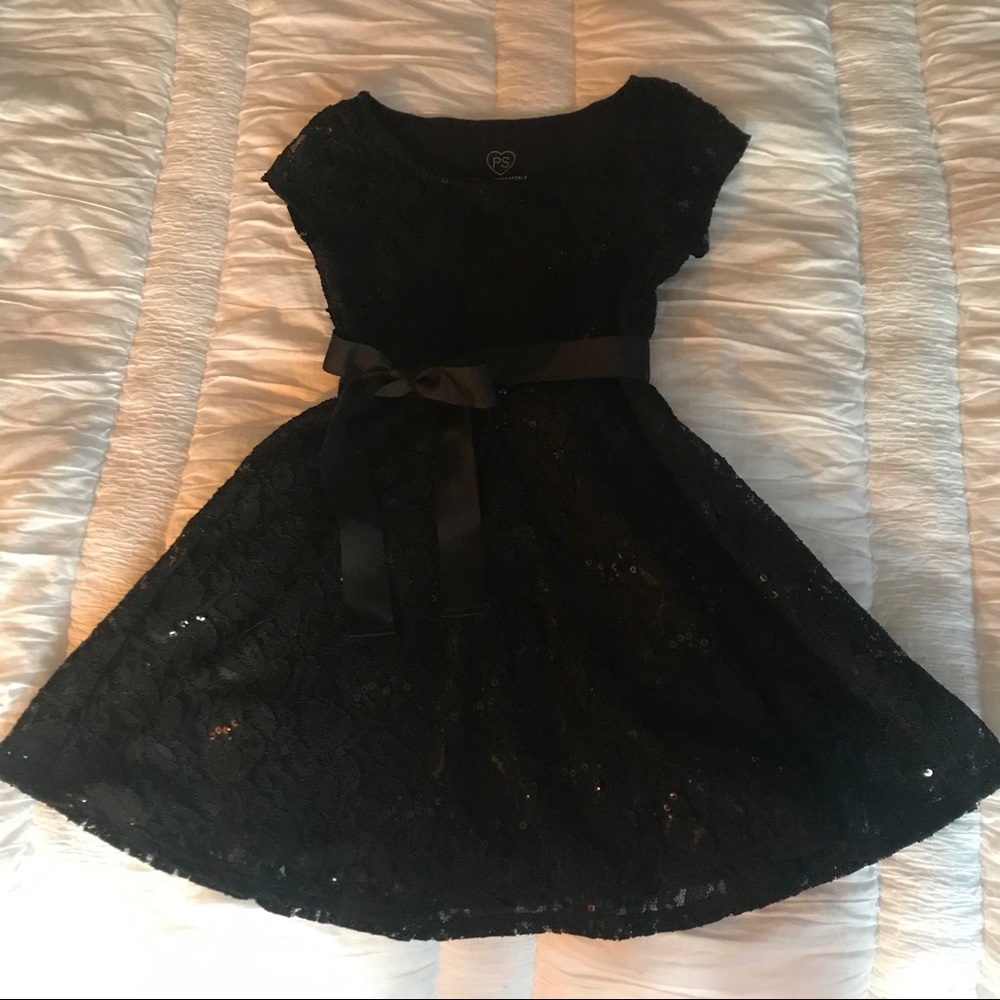 Aeropostale Couture blk lace sequin dress girls 8